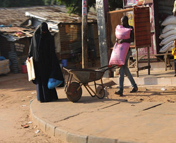 Gambian woman wearing a burka